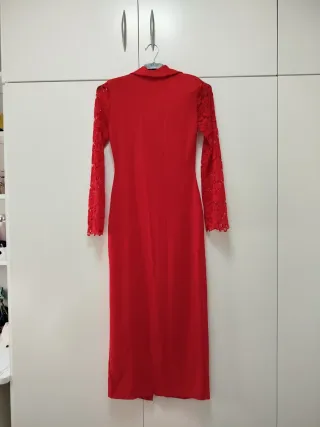 Vestido rojo blazer manga encaje talla S