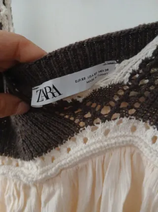 Vestido Zara Crochet Beige y Marrón