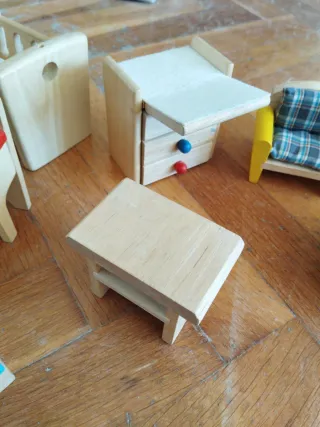 Pack Muebles Madera Casita Muñecas Cocina