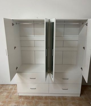 Armario 4 puertas blanco con espejos - Oferta!