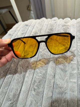 Gafas Vintage Montura Negra Lentes Amarillas