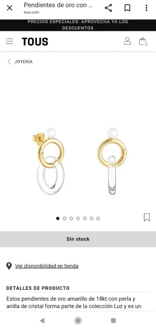 Pendientes Tous Oro y Perla