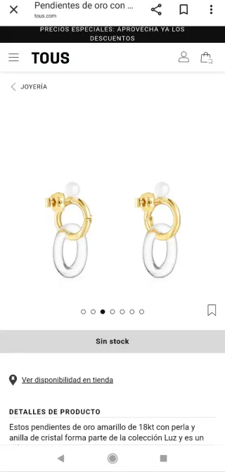 Pendientes Tous Oro y Perla