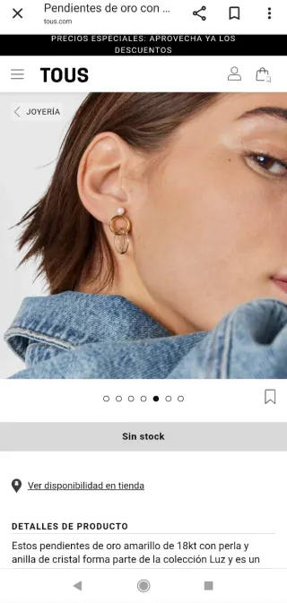 Pendientes Tous Oro y Perla