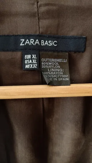 Abrigo lana ZARA BASIC marrón