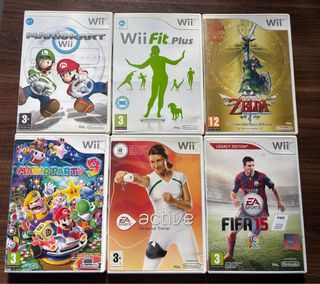 Lote 6 Juegos Wii: Mario Kart, Zelda, FIFA y más