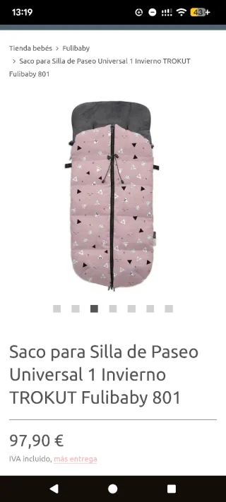Saco para silla de paseo bebé rosa