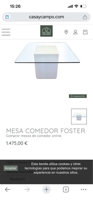 Mesa Comedor Cristal con base azul.