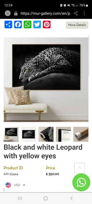 Cuadro de cristal con leopardo