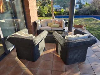 Conjunto de muebles de terraza con mesa ratán sint