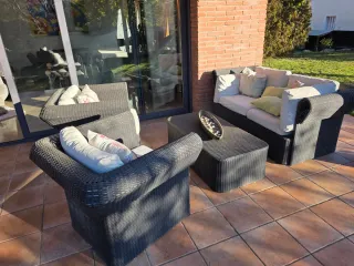 Conjunto de muebles de terraza con mesa ratán sint