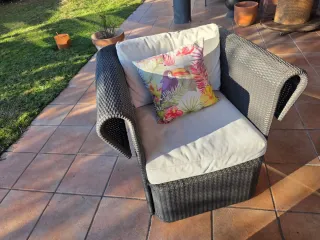 Conjunto de muebles de terraza con mesa ratán sint