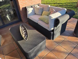 Conjunto de muebles de terraza con mesa ratán sint