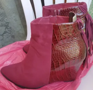Botines cuña granates Talla 40