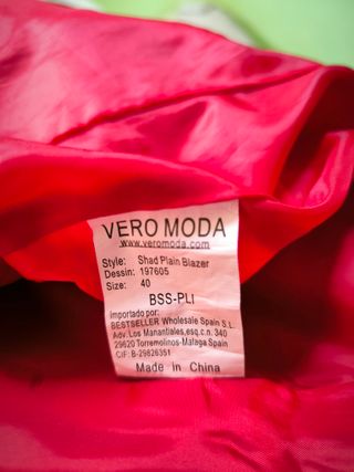 Chaqueta Blazer Rojo Vero Moda Talla 40
