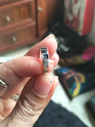 Anillo ositos plata y negro ajustable