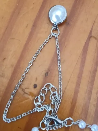 Pulsera Doble Mujer Perlas color plata