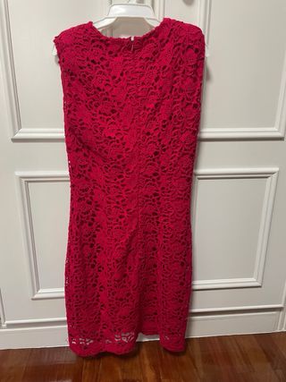 Vestido Mango encaje flores rojo Talla XS