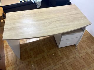 Mesa de escritorio estudio madera y blanco