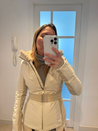 Chaqueta Nieve Oysho Talla XS Beige/Blanco