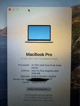 MacBook Pro 13” 2017 Touch Bar TouchID 256GB