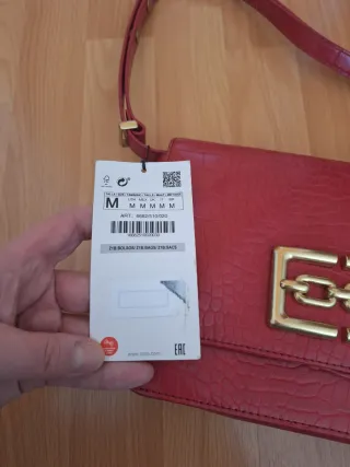 Bolso Zara Rojo Cocodrilo Dorado