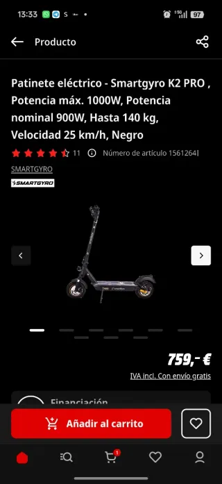 Patinete Eléctrico SmartGyro K2 Pro