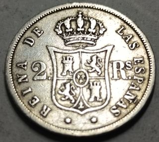Moneda Plata 2 Reales 1861 Isabel II