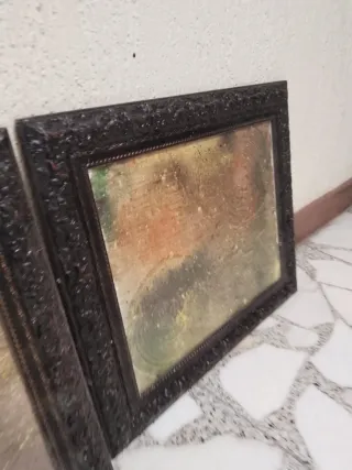 2 Quadri ad Acquerello con Cornici Castagno 39x33cm