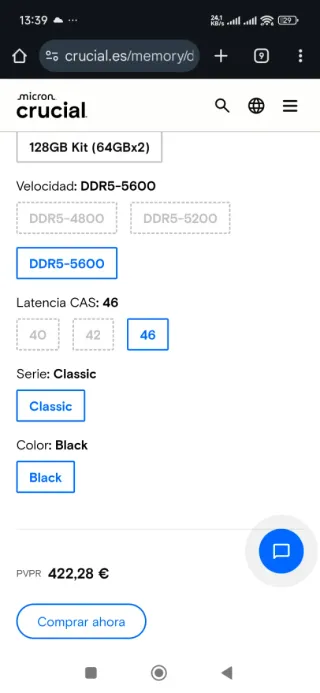 Crucial RAM DDR5 32GB Kit (2x16GB) 5600MHz