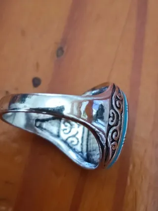 Anillo Mixto Plateado Turquesa