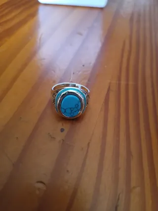 Anillo Mixto Plateado Turquesa