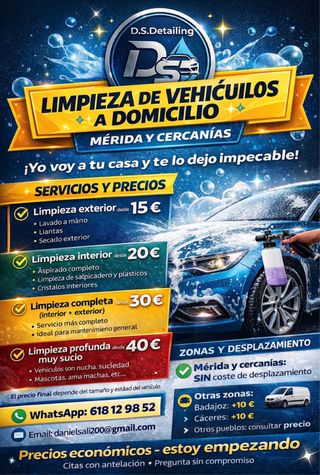 Limpieza de coches a domicilio | Desde 15 € | D.S