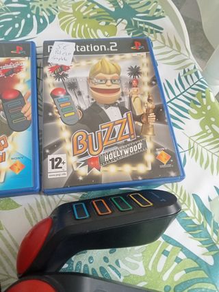 Lote Buzz PS2: Pulsadores + 3 Juegos Pal ESP ofici