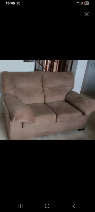 Sofá de 2 plazas en tela color beige/marrón