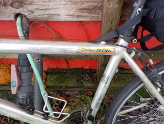 Bicicleta de montaña plateada