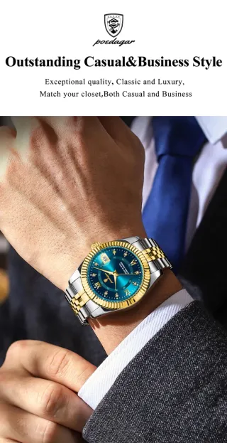 Reloj Poedagar Hombre Azul y Dorado