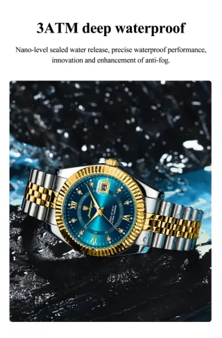 Reloj Poedagar Hombre Azul y Dorado