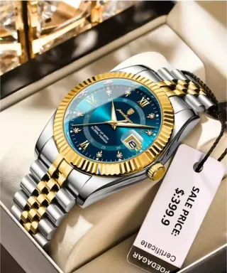 Reloj Poedagar Hombre Azul y Dorado
