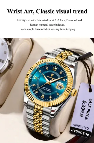 Reloj Poedagar Hombre Azul y Dorado