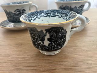 7 Tazas Antiguas La Cartuja Vistas Negro