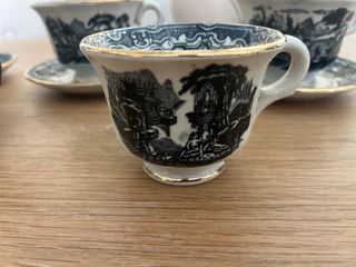 7 Tazas Antiguas La Cartuja Vistas Negro