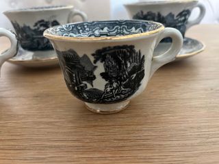 7 Tazas Antiguas La Cartuja Vistas Negro