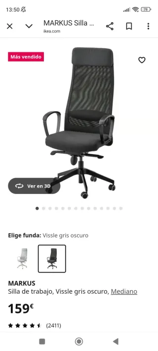 Silla de escritorio Markus Ikea Negra