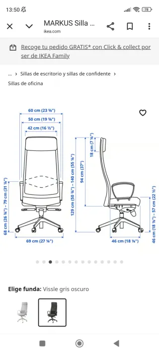 Silla de escritorio Markus Ikea Negra