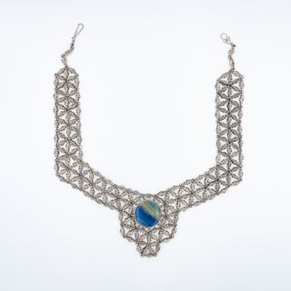 Collar de Malla con Piedra Onix Cielo Hecho a Mano