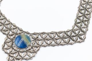 Collar de Malla con Piedra Onix Cielo Hecho a Mano