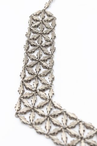 Collar de Malla con Piedra Onix Cielo Hecho a Mano