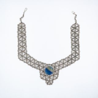 Collar de Malla con Piedra Onix Cielo Hecho a Mano