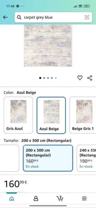 Alfombra Moderna 200x300cm Gris y Beige